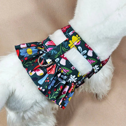Mushroom Floral Ruffle Dog Harness