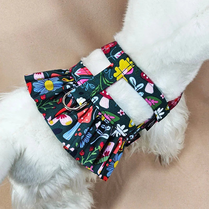 Mushroom Floral Ruffle Dog Harness