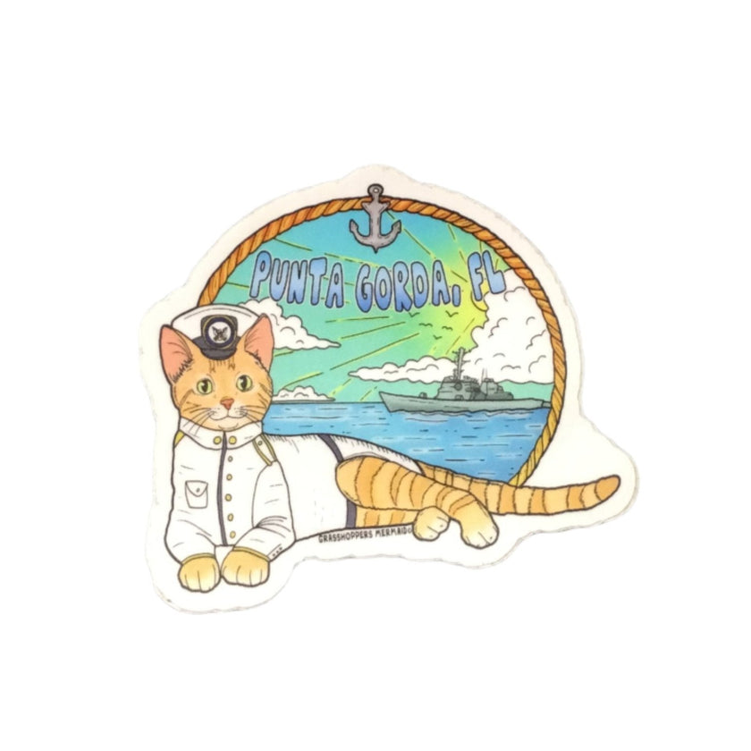 Navy Captain Cat Punta Gorda, Florida Sticker Vinyl Decal