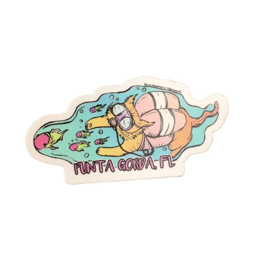 Diving Cat Punta Gorda, Florida Sticker Vinyl Decal