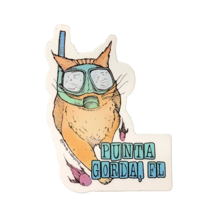 Snorkeling Cat Punta Gorda, Florida Sticker