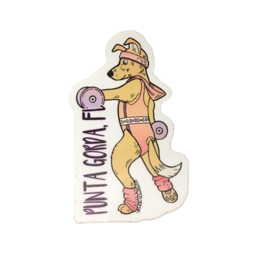 Retro Fitness Dog Punta Gorda, Florida Sticker Vinyl Decal