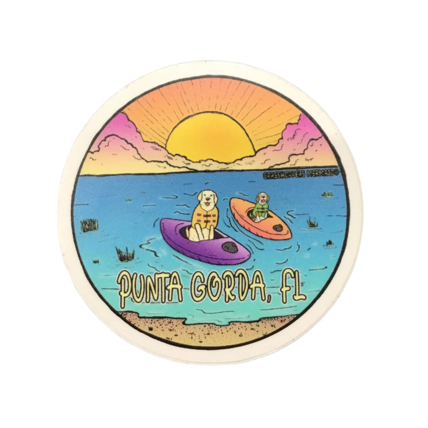 Kayaking Dogs Punta Gorda, Florida Sticker Vinyl Decal