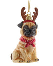 Pug with Antlers Noble Gems™ Glass Ornament