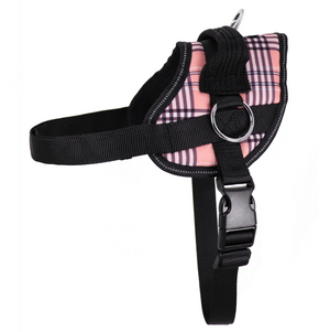 Reflective No Pull Easy Walking Dog Harness - Pink Plaid