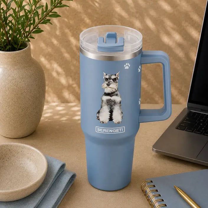 Schnauzer Uncropped 40 oz Tumbler with Handle and Straw Lid