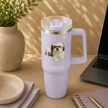 Shih Tzu Tan 40 oz Tumbler with Handle and Straw Lid