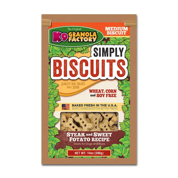 Simply Biscuits, Steak & Sweet Potato Recipe Dog Treats, 16oz Medium