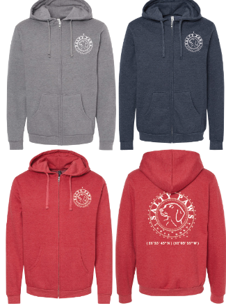 Salty Paws Hoodie Zip- Red