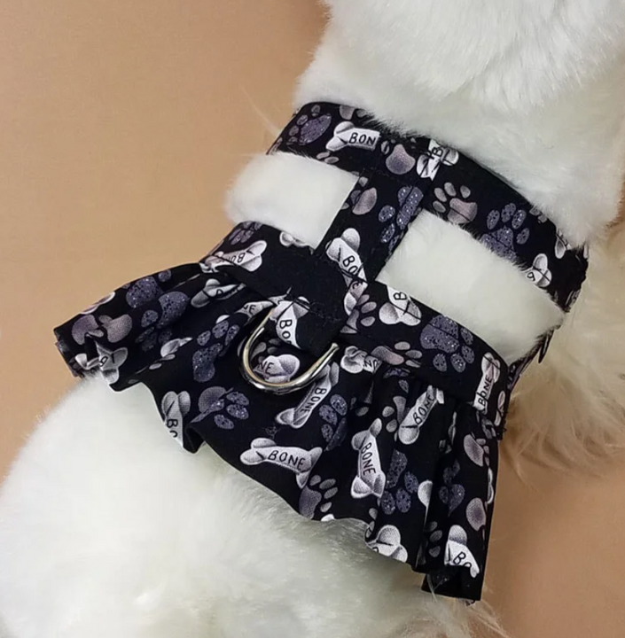 Paws and Bones Ruffle Dog Harness