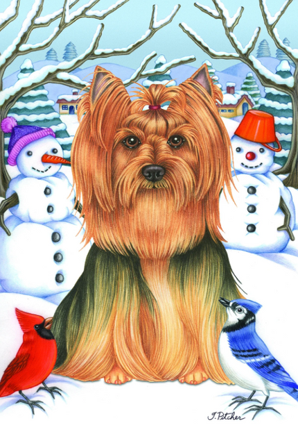 Yorkie Show Cut (Winter) Large Flag