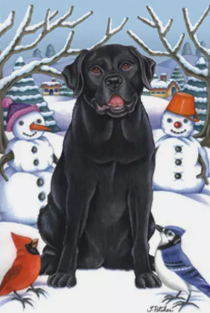 Lab, Black (Winter) Large Flag