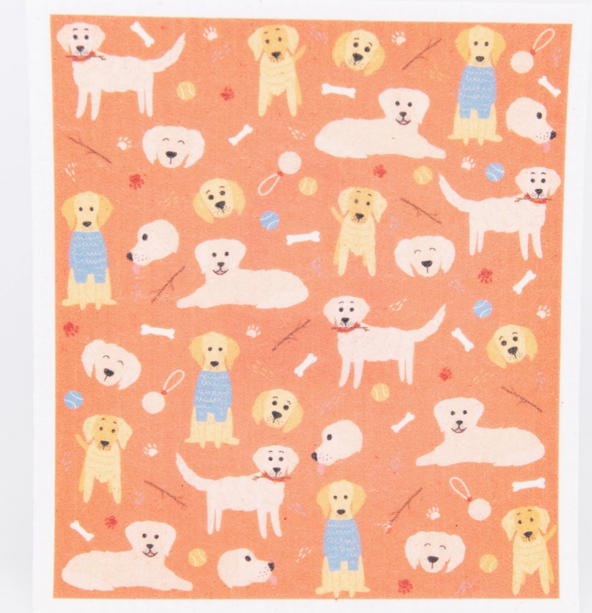 Golden Retriever Pupper Towel Swedish Dishcloth- Each