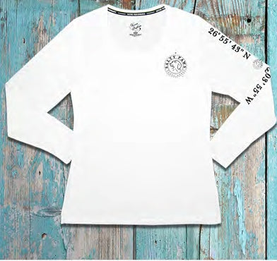 Salty Paws UPF50 Ladies LS Sunblock Fishing Shirt White