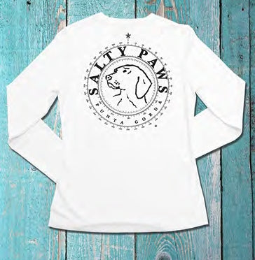Salty Paws UPF50 Ladies LS Sunblock Fishing Shirt White