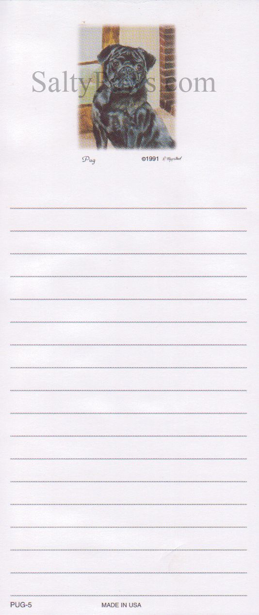 Pug (Black) List Note Pad