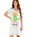 PJ Nightgown Cat Pawsitively Tired V-Neck Nightshirt