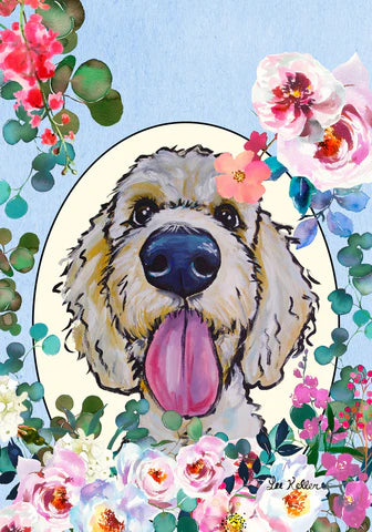 Doodle Flowers Large House Flag