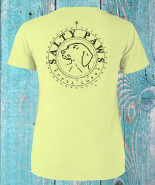 Salty Paws UPF40 V-Neck Tee Shirt- Yellow Saffron Heather