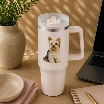 Yorkie 40 oz Tumbler with Handle and Straw Lid