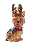 Yorkshire Terrier with Antlers Noble Gems™ Glass Ornament