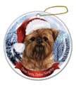 Brussels Griffon Santa Hat Dog Porcelain  Ornament