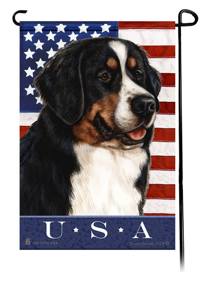 This Bernese Mountain Dog USA American Garden Flag is a testament to the beauty of your favorite breed and the American Flag