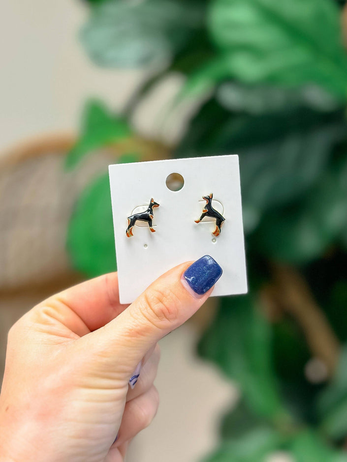 Doberman Signature Enamel Stud Earrings