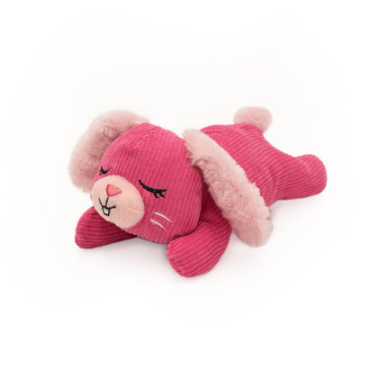Dog Toy Pink Bunny Silent Snooziez with Shhhqueaker Plush Toy