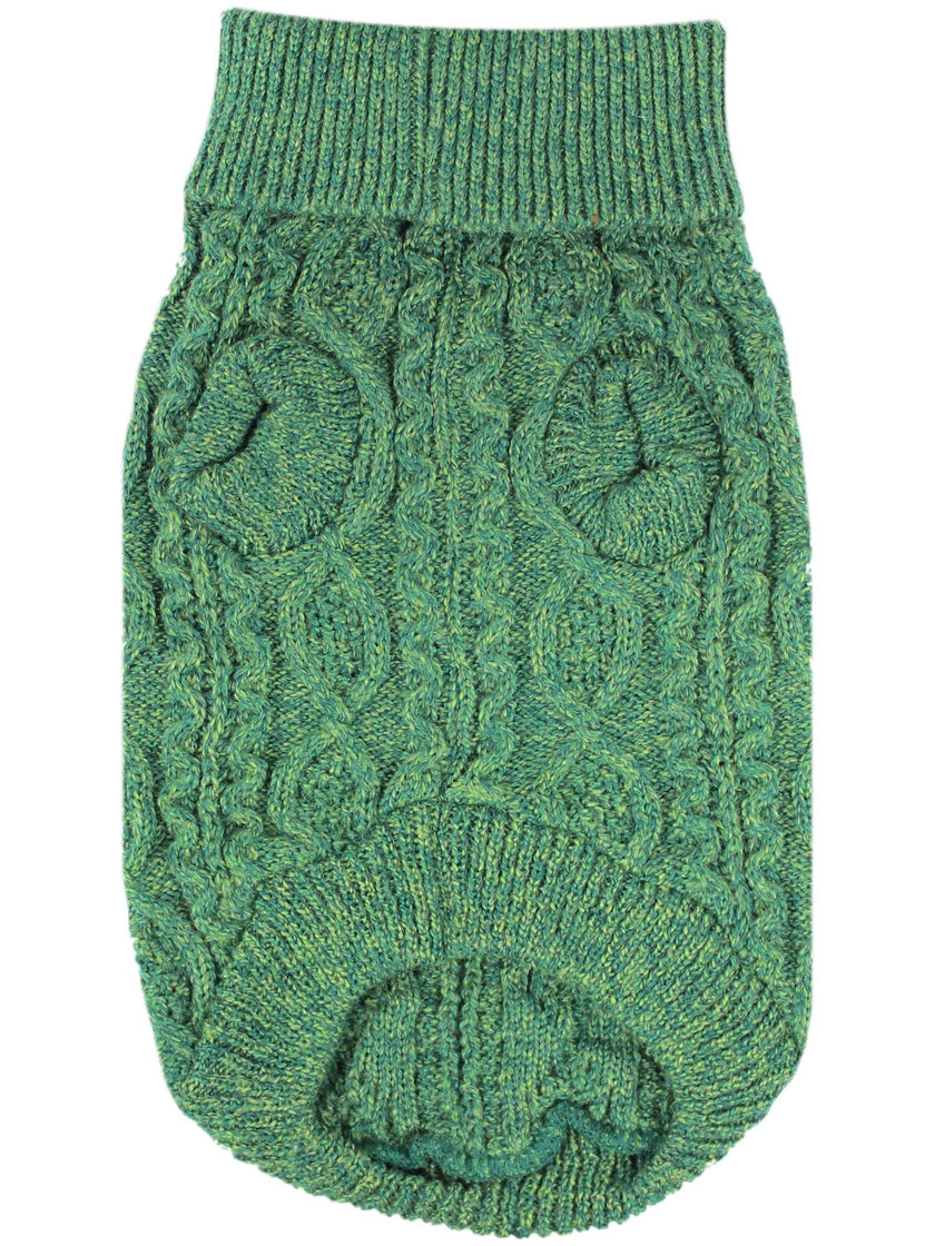 Cable Knit Dog or Cat Pet Sweater, Green
