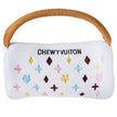 White Chewy Vuiton Purses Squeaker Dog Toy