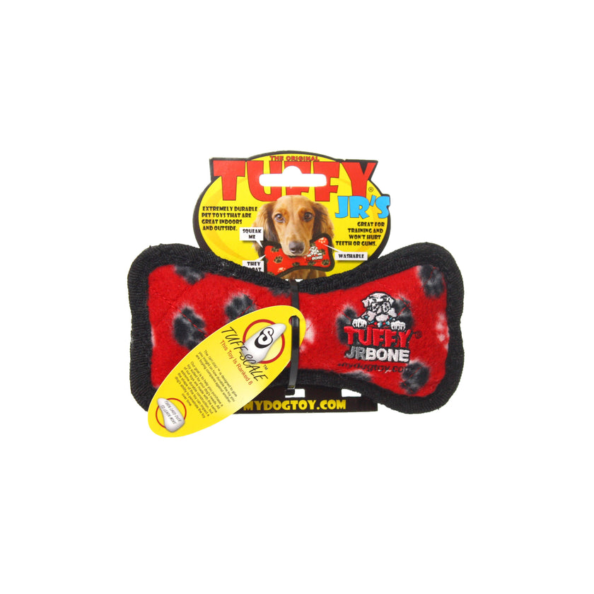 Tuffy Jr Bone - Red Paw, Durable, Tough, Squeaky Dog Toy
