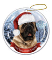 Mastiff Santa Hat Dog Porcelain Ornament