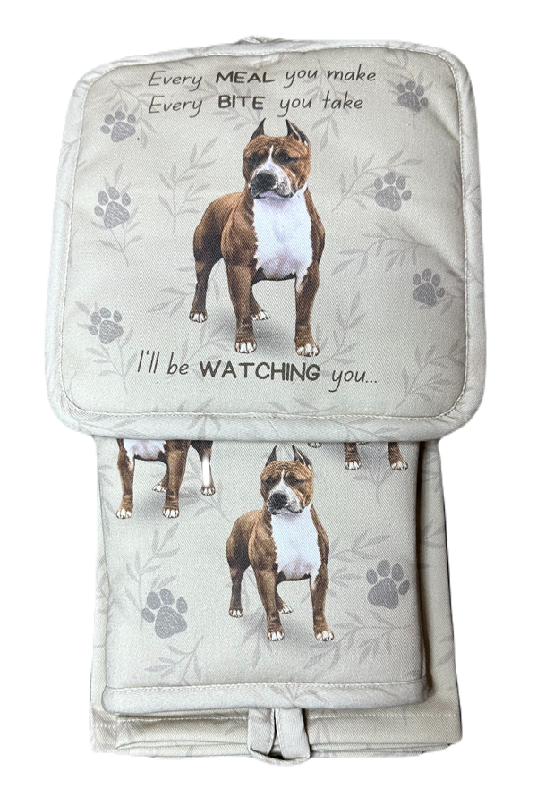 Pit Bull, oven mitt set