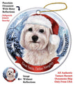 Havanese White Santa Hat Dog Porcelain Ornament