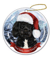 Portuguese Water Dog Santa Dog Porcelain Christmas Ornament