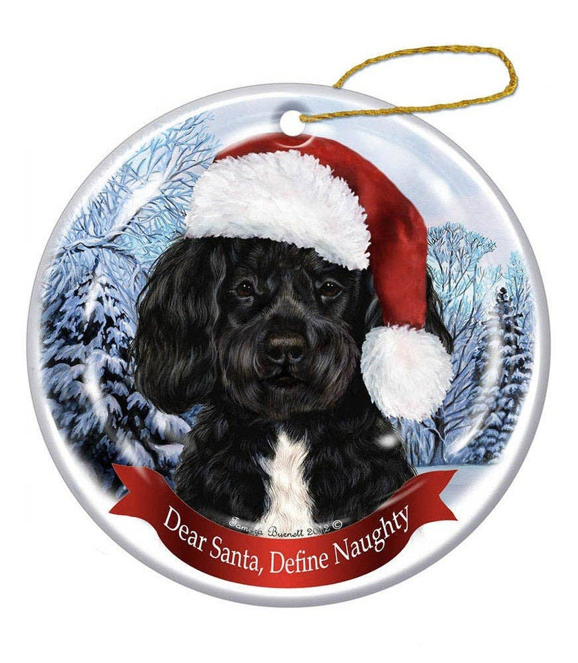 Portuguese Water Dog Santa Dog Porcelain Christmas Ornament