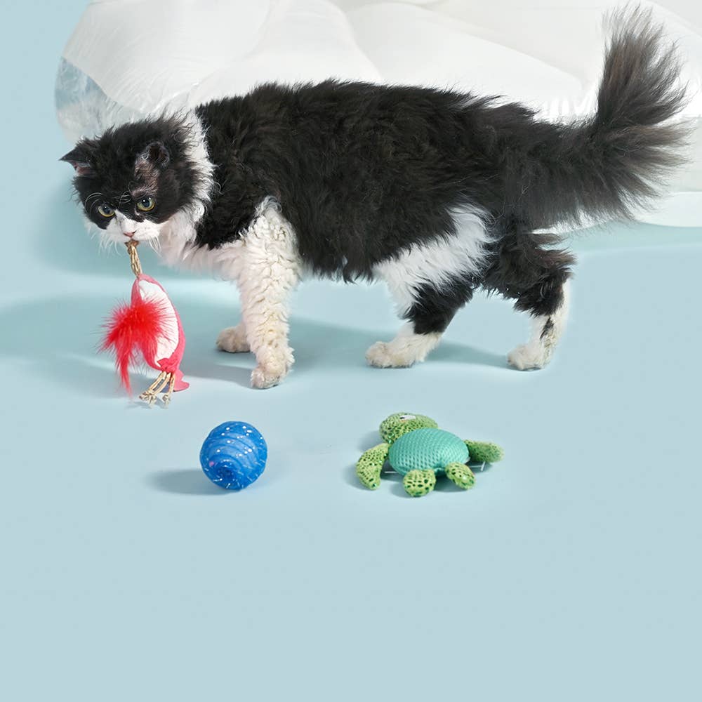 Cat Toy Sea Turtle and Crab Catnip Filled Plush Interactive Catnip Toy Set