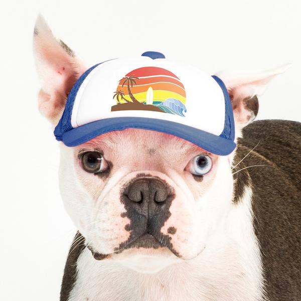 Trucker Hat for Dogs/Cats: Island Sunset Red / M