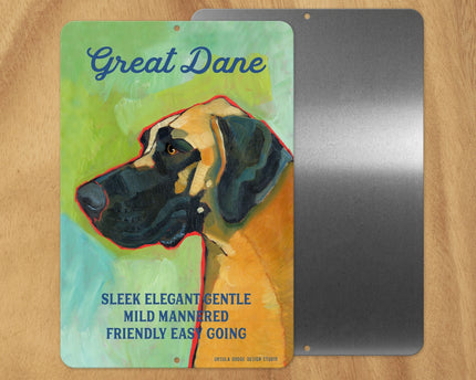 Great Dane (Fawn Uncropped) -UD Metal Sign