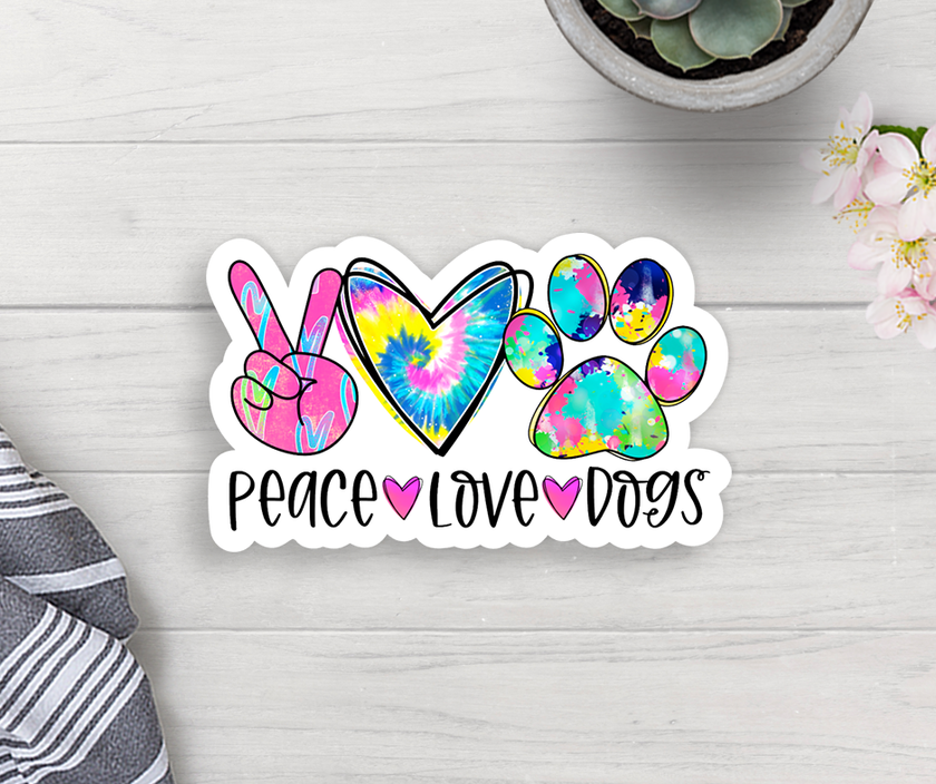 Peace Love Dogs Sticker Vinyl Decal