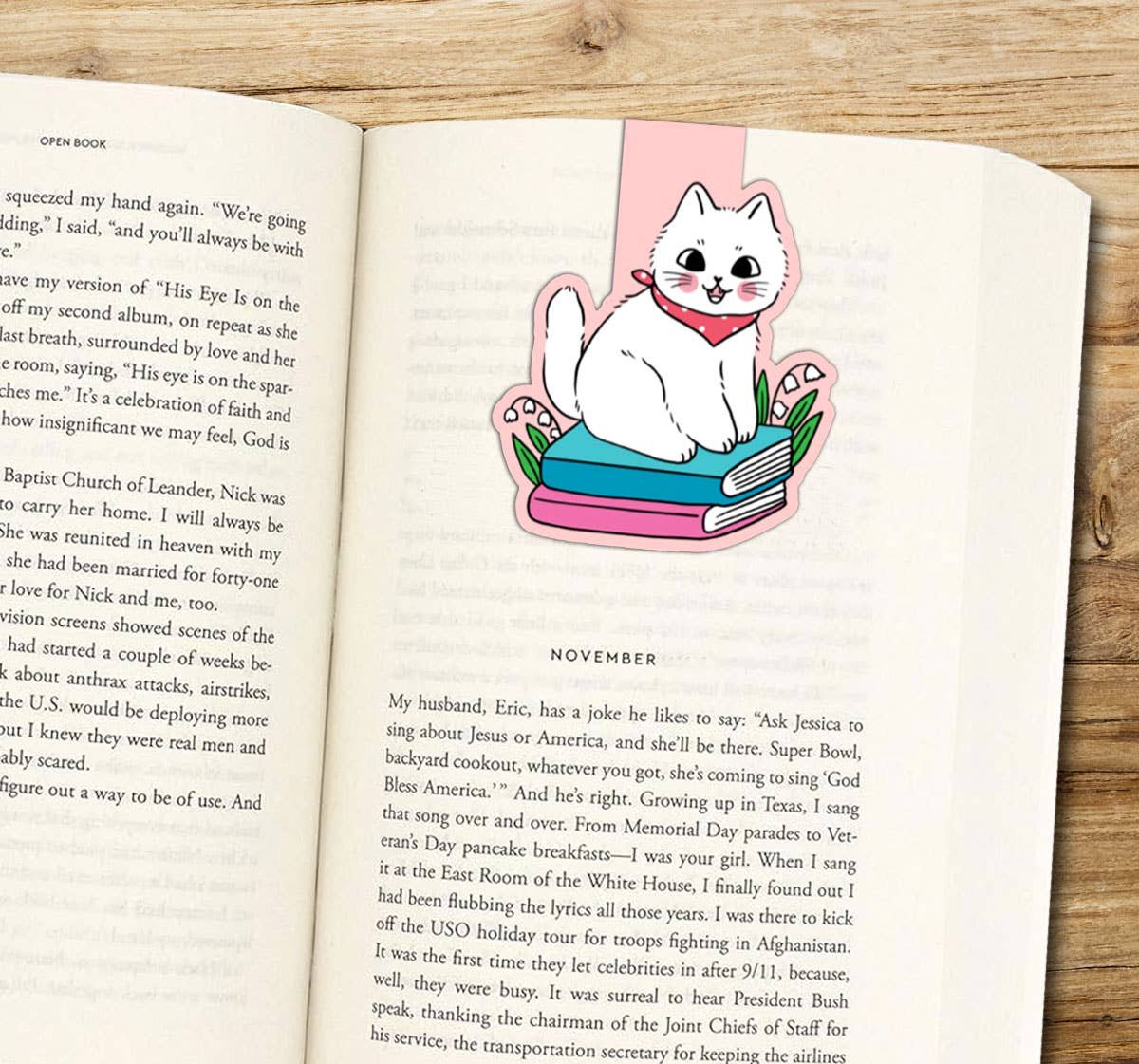 Pink Cats on Books Reversible Magnetic Bookmark