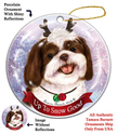 Shih Tzu Chocolate/White Santa Hat Dog Porcelain  Ornament