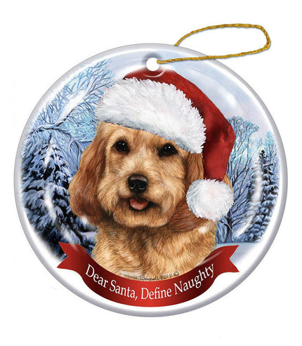 Cockapoo (Buff) Santa Hat Dog Porcelain Ornament