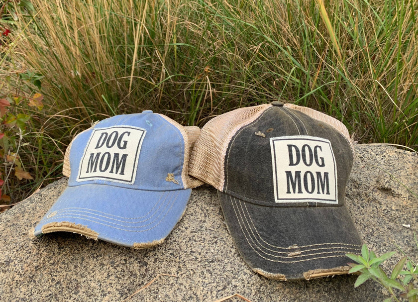 Dog Mom Distressed Trucker Hat Baseball Cap