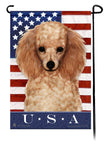 This Poodle Apricot USA American Garden Flag is a testament to the beauty of your favorite breed and the American Flag.