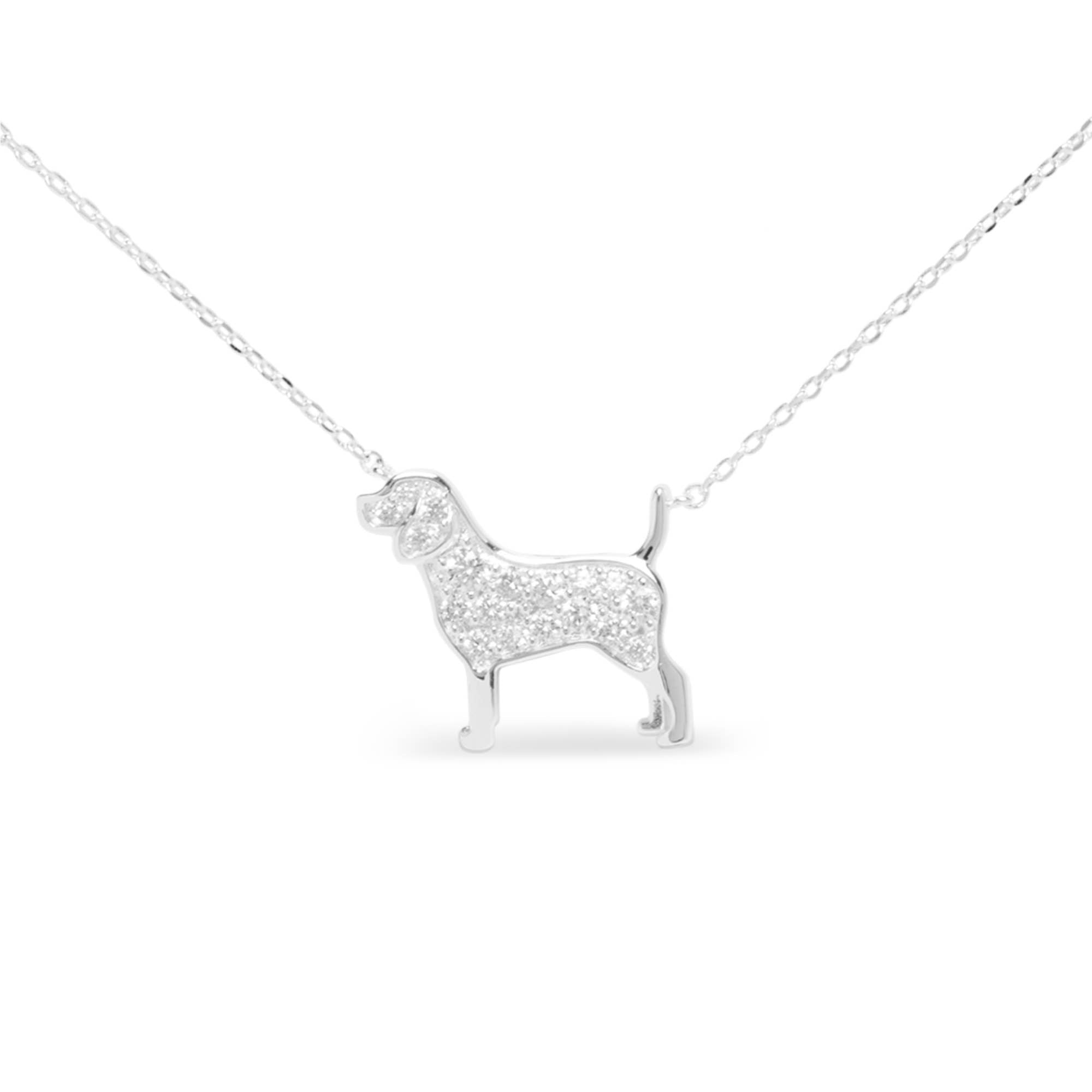 Silver CZ Pet Dog Necklace