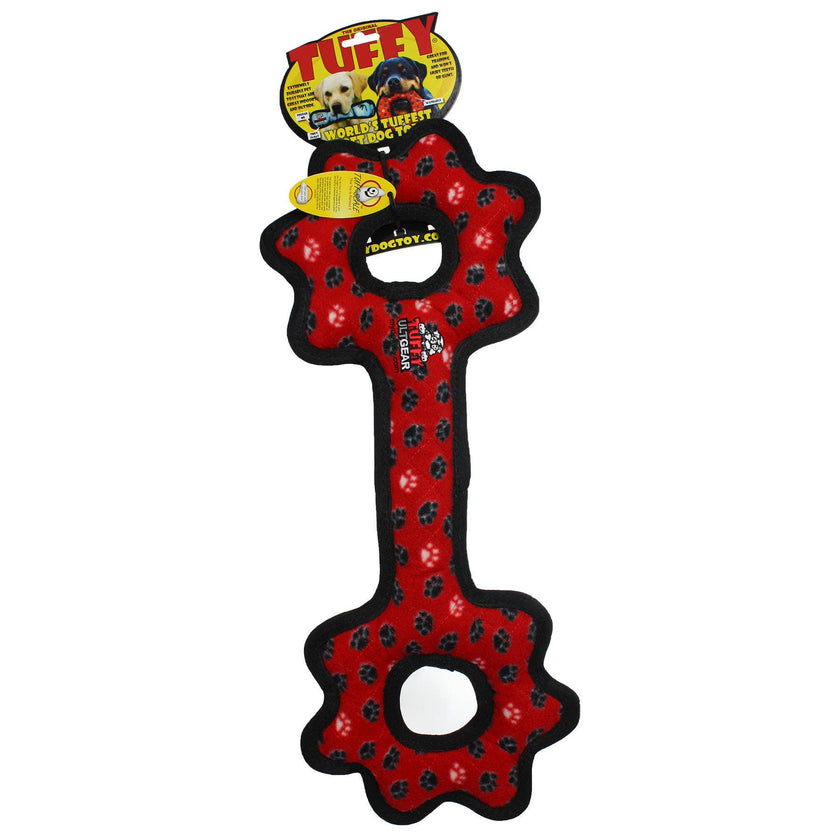 Tuffy Ultimate Tug-O-Gear - Red Paw, Squeaky Dog Toy