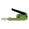 Adjustable Dog Leash Reflective Bones Lime Green