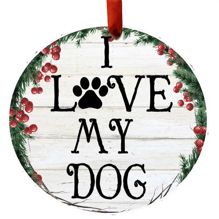 I Love My Dog Ceramic Wreath Ornament